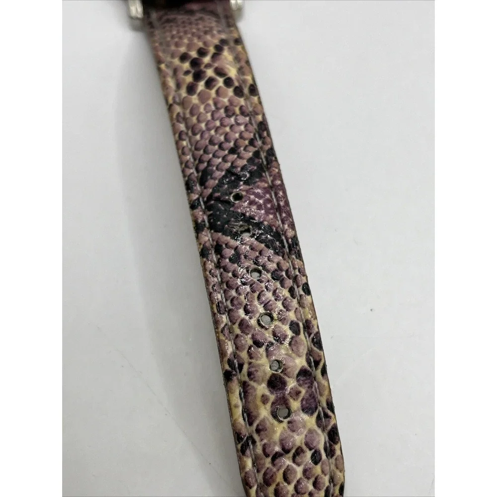 Truce Women's Quartz Watch Faux Snake Skin Band Crystal Bezel-‎ New Battery